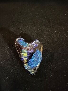 Murano Blue and Gold Heart Glass Pendant or brooch